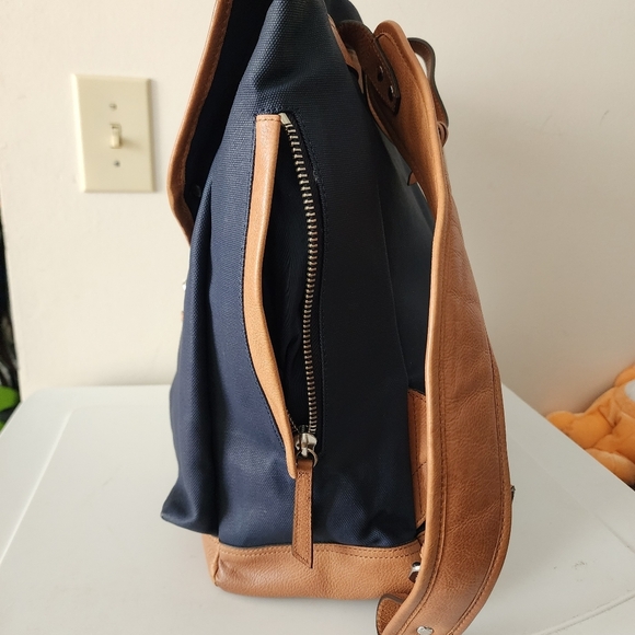 Cole Haan Navy Blue Marshall Canvas Leather Backpack - Picture 9 of 15
